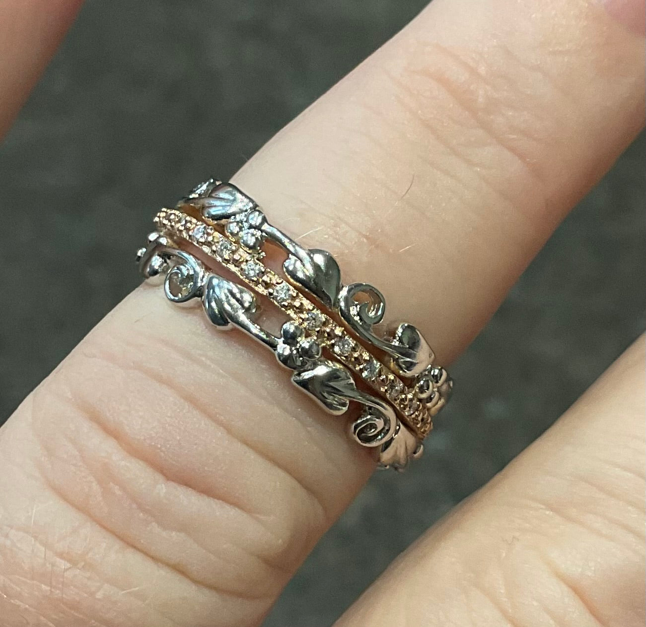 Clogau Am Byth Diamond ring size M silver and rose gold RRP £500