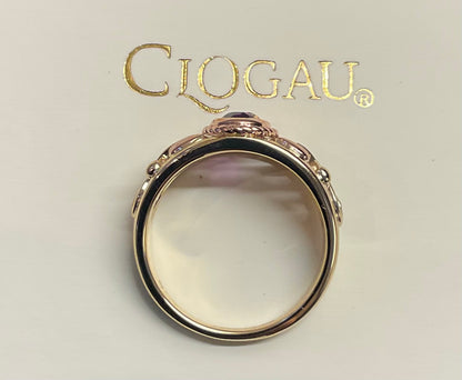 Royal Clogau 9ct Delphinium Amethyst and Diamond ring size N in yellow and rose gold RRP £630