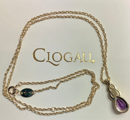 Royal Clogau Delphinium Amethyst yellow and rose gold pendant necklace 18-22”