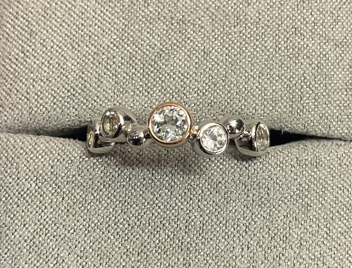 Clogau Celebration White Topaz ring in silver and rose gold sizes N and Q