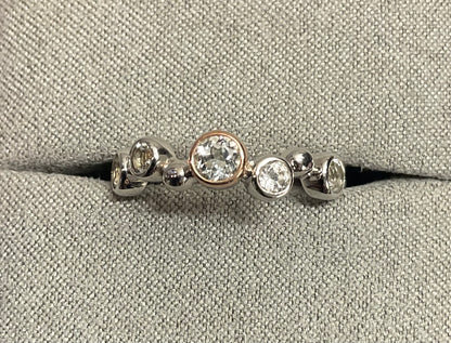 Clogau Celebration White Topaz ring in silver and rose gold sizes N and Q