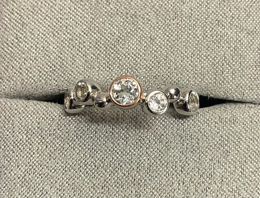 Clogau Celebration White Topaz ring in silver and rose gold sizes N and Q