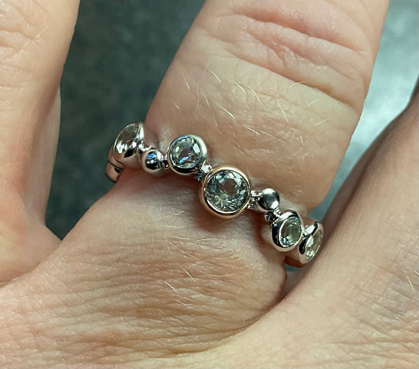 Clogau Celebration White Topaz ring in silver and rose gold sizes N and Q