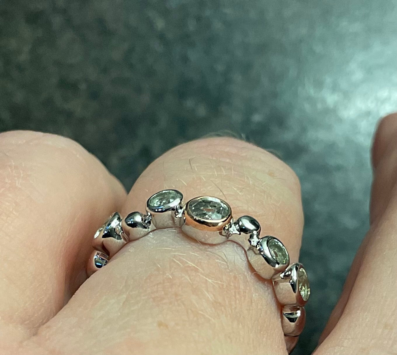 Clogau Celebration White Topaz ring in silver and rose gold sizes N and Q