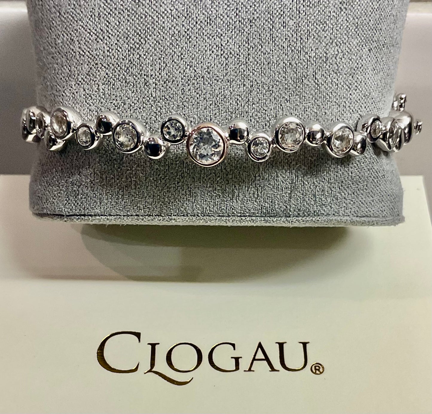Clogau Celebration White Topaz bangle bracelet in silver and rose gold