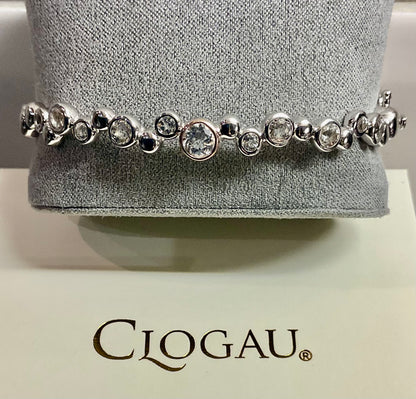 Clogau Celebration White Topaz bangle bracelet in silver and rose gold