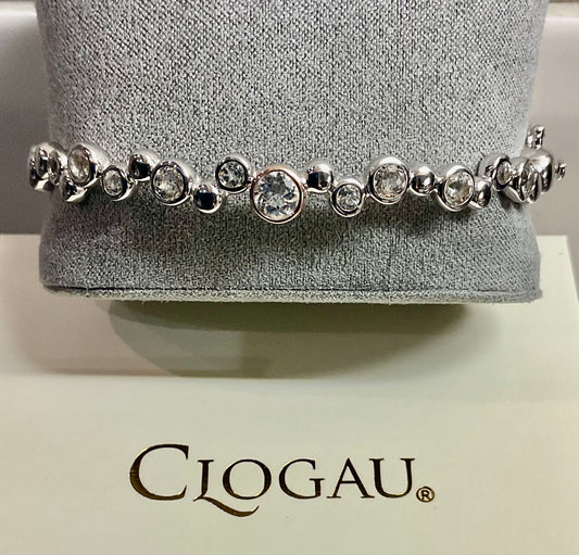 Clogau Celebration White Topaz bangle bracelet in silver and rose gold