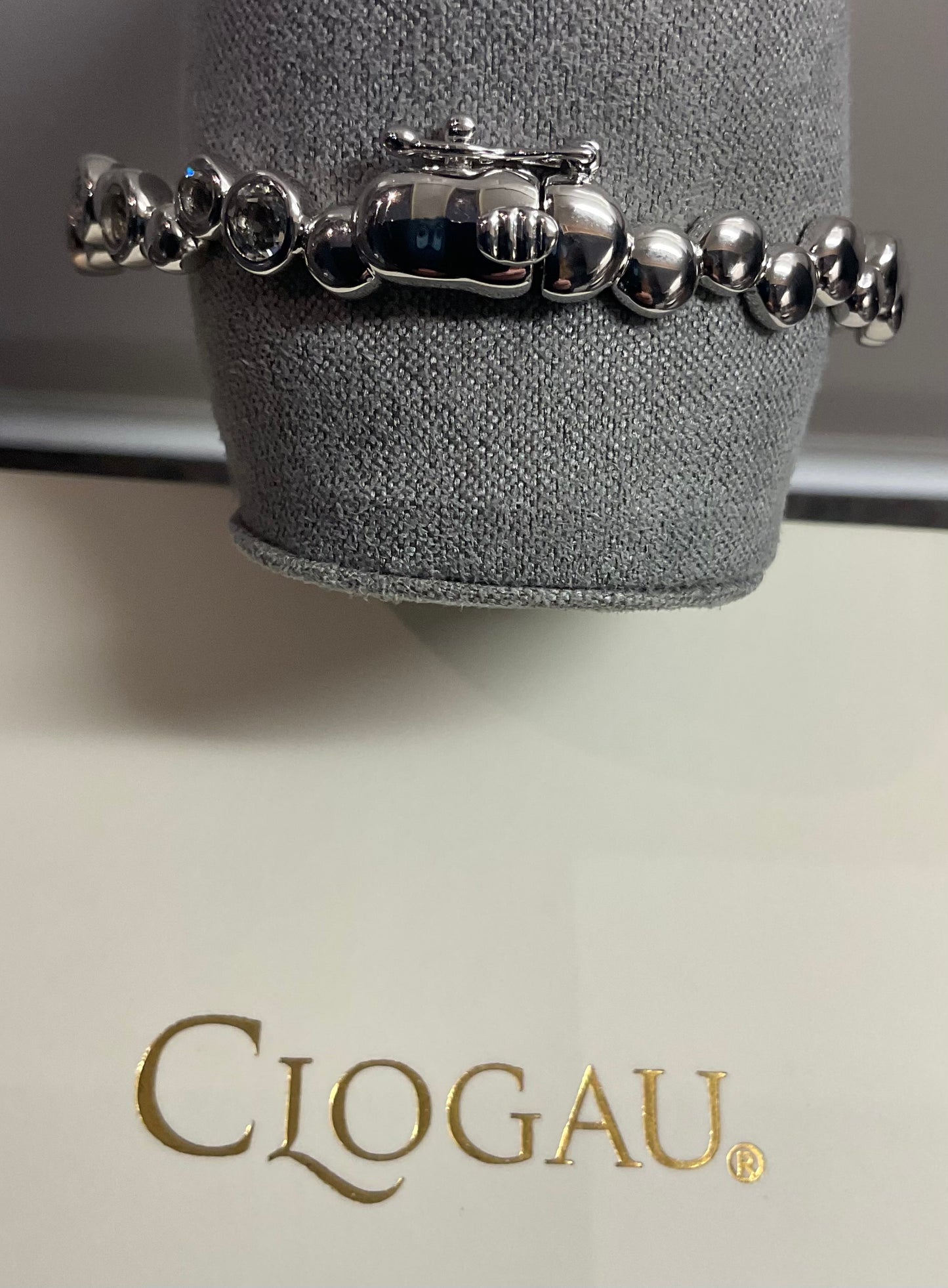 Clogau Celebration White Topaz bangle bracelet in silver and rose gold