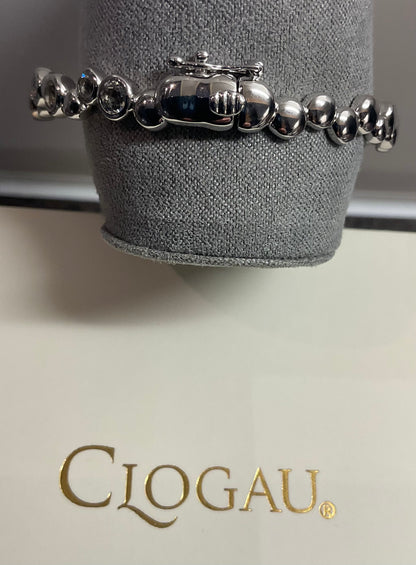 Clogau Celebration White Topaz bangle bracelet in silver and rose gold
