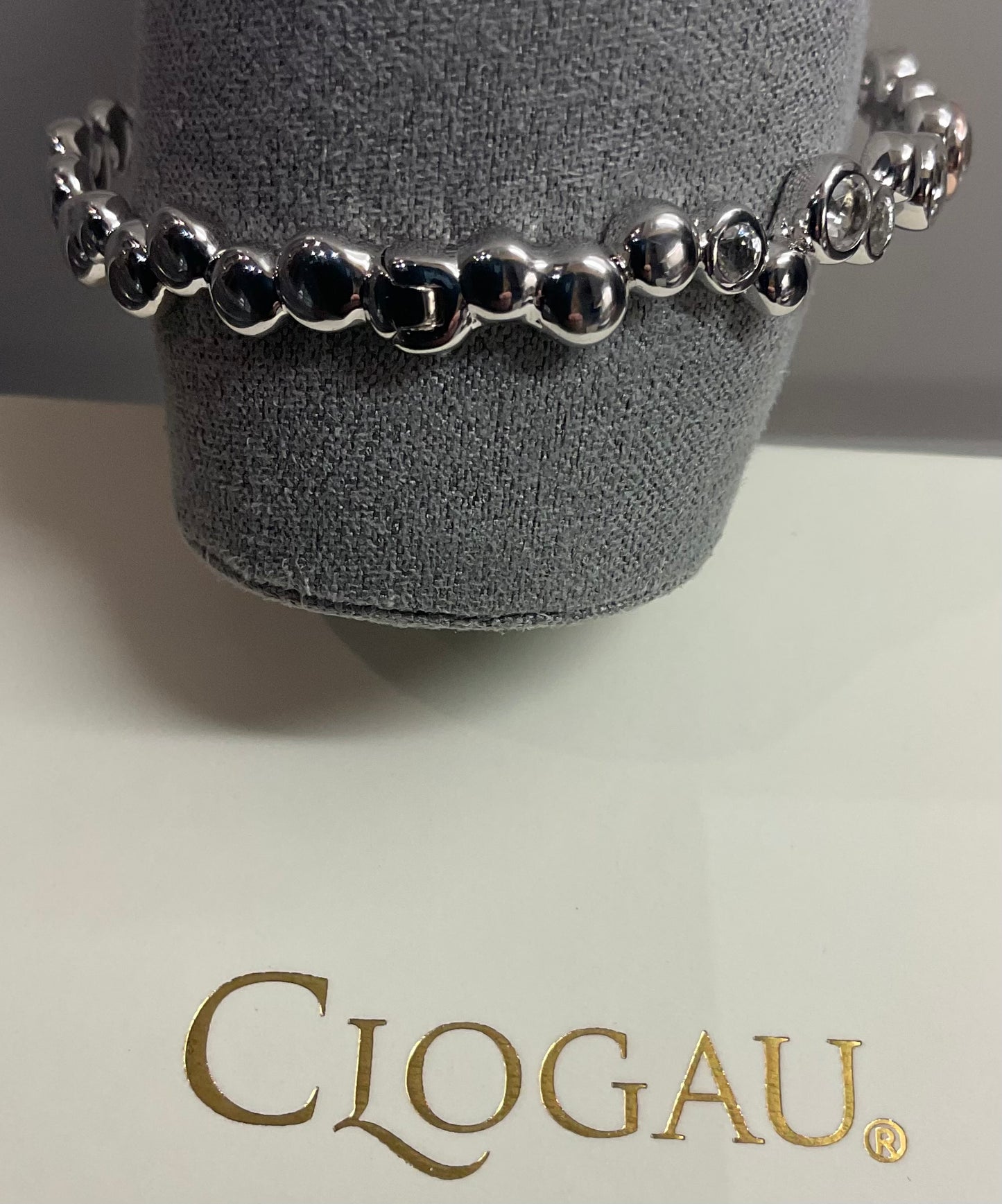 Clogau Celebration White Topaz bangle bracelet in silver and rose gold