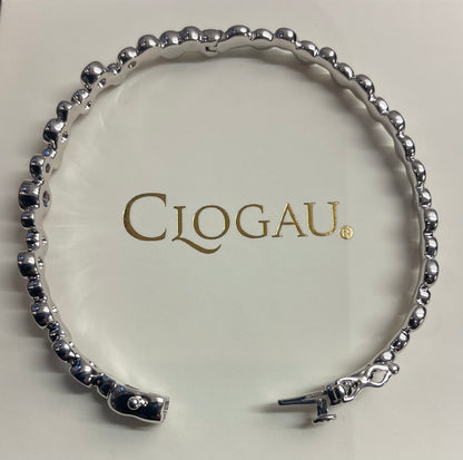 Clogau Celebration White Topaz bangle bracelet in silver and rose gold
