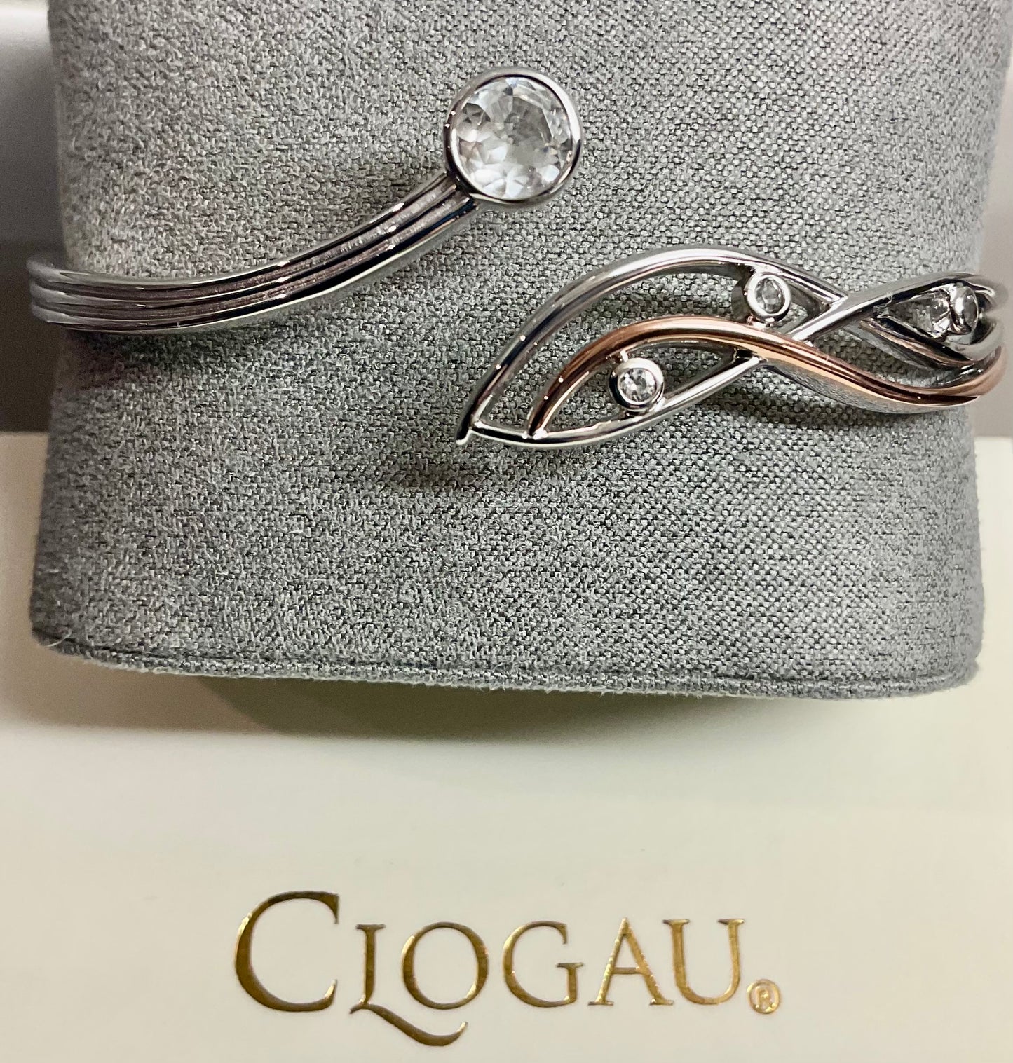 Clogau Nature’s Wonder Swallow Falls Waterfall White Topaz bangle in silver and rose gold