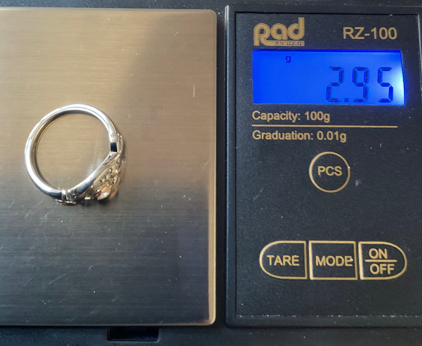 Clogau Pistyll Rhaeadr white topaz waterfall ring in silver and rose gold size K