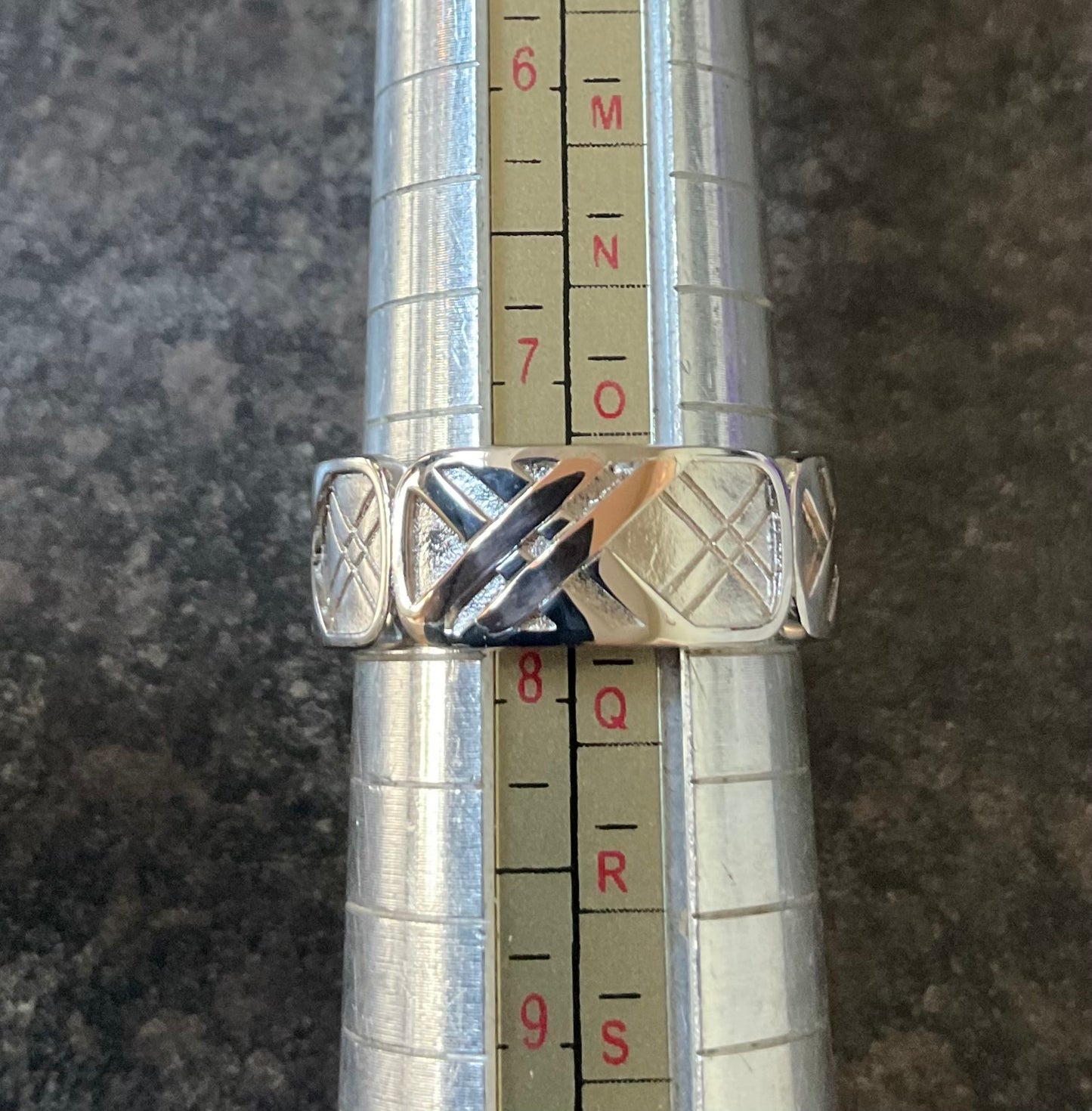 Clogau Unisex Welsh Tartan Band ring in silver and rose gold sizes P and T