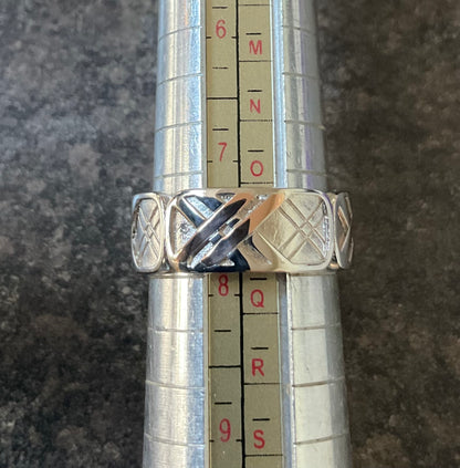 Clogau Unisex Welsh Tartan Band ring in silver and rose gold sizes P and T