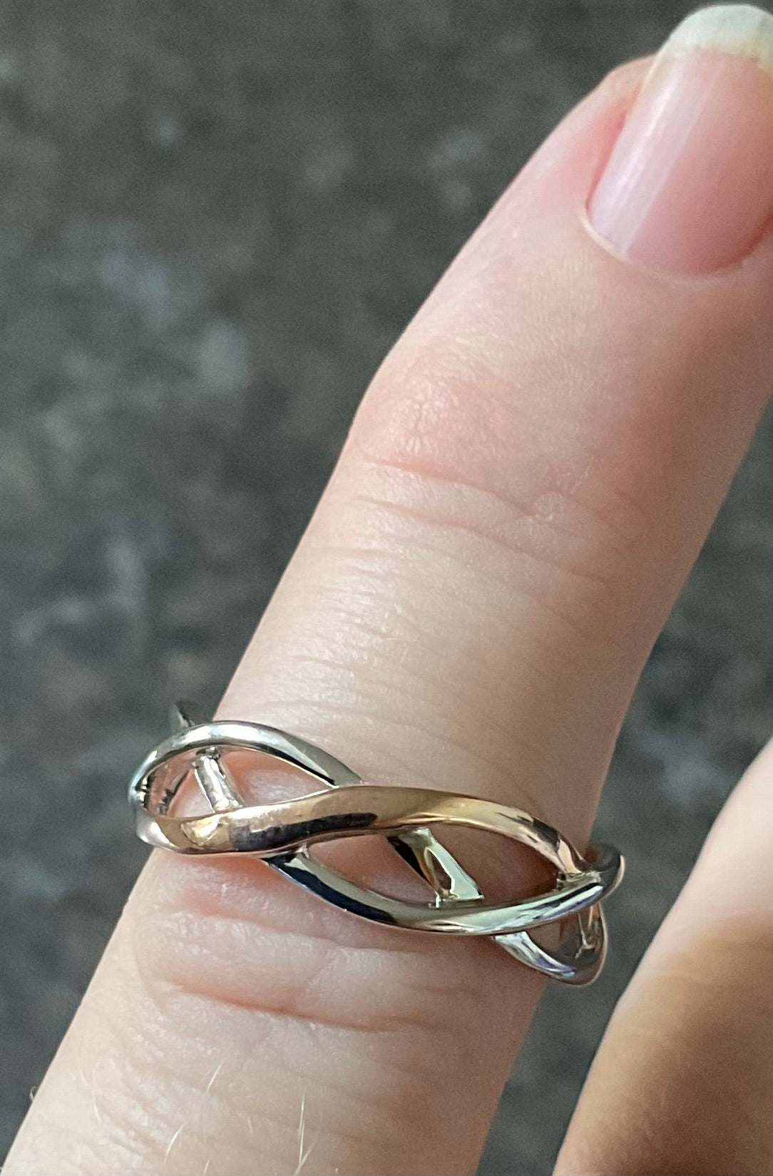 Clogau Celtic Weave silver and rose gold ring size L