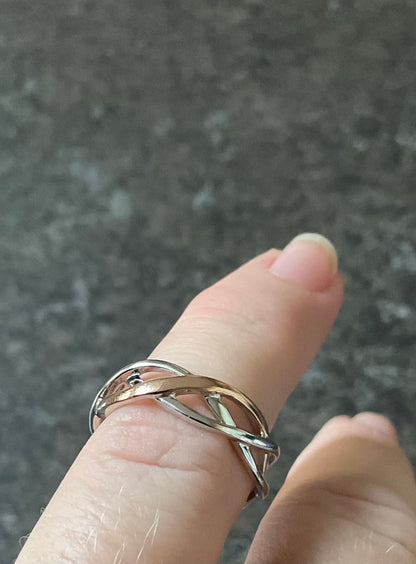 Clogau Celtic Weave silver and rose gold ring size L