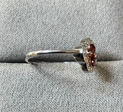 Clogau Garnet Tudor Court white topaz ring in silver and rose gold size O and P