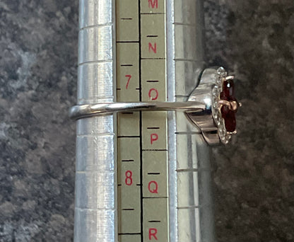 Clogau Garnet Tudor Court white topaz ring in silver and rose gold size O and P