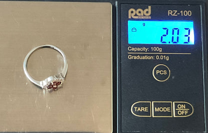 Clogau Garnet Tudor Court white topaz ring in silver and rose gold size O and P