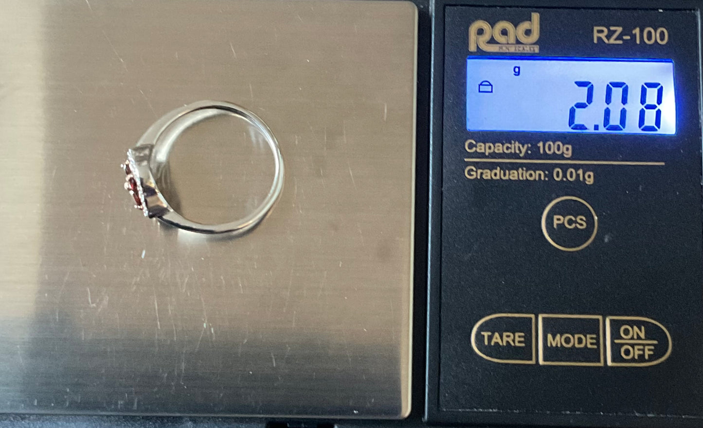 Clogau Garnet Tudor Court white topaz ring in silver and rose gold size O and P