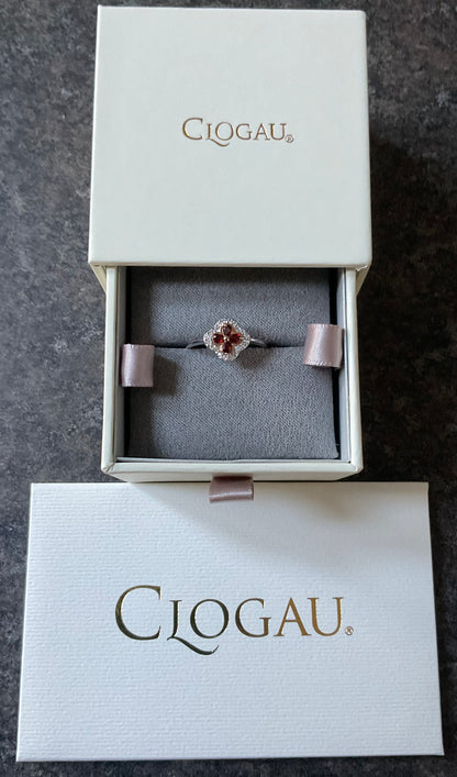 Clogau Garnet Tudor Court white topaz ring in silver and rose gold size O and P