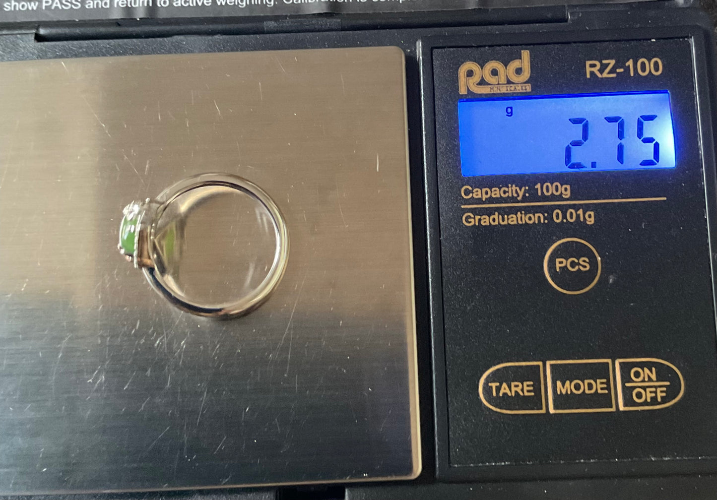 Clogau Ivy Leaves green jasper and white topaz ring size N and P silver and rose gold