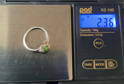 Clogau Ivy Leaves green jasper and white topaz ring size N and P silver and rose gold