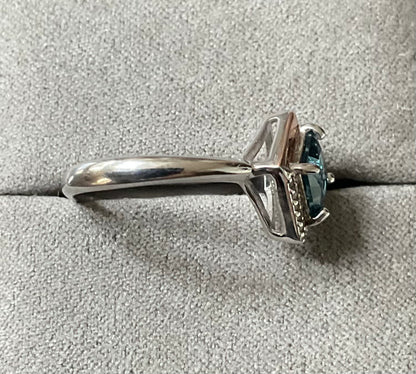 Clogau Kensington Love Story London Blue topaz ring size P in silver and rose gold