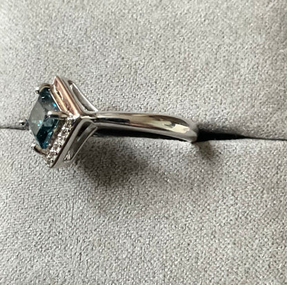 Clogau Kensington Love Story London Blue topaz ring size P in silver and rose gold