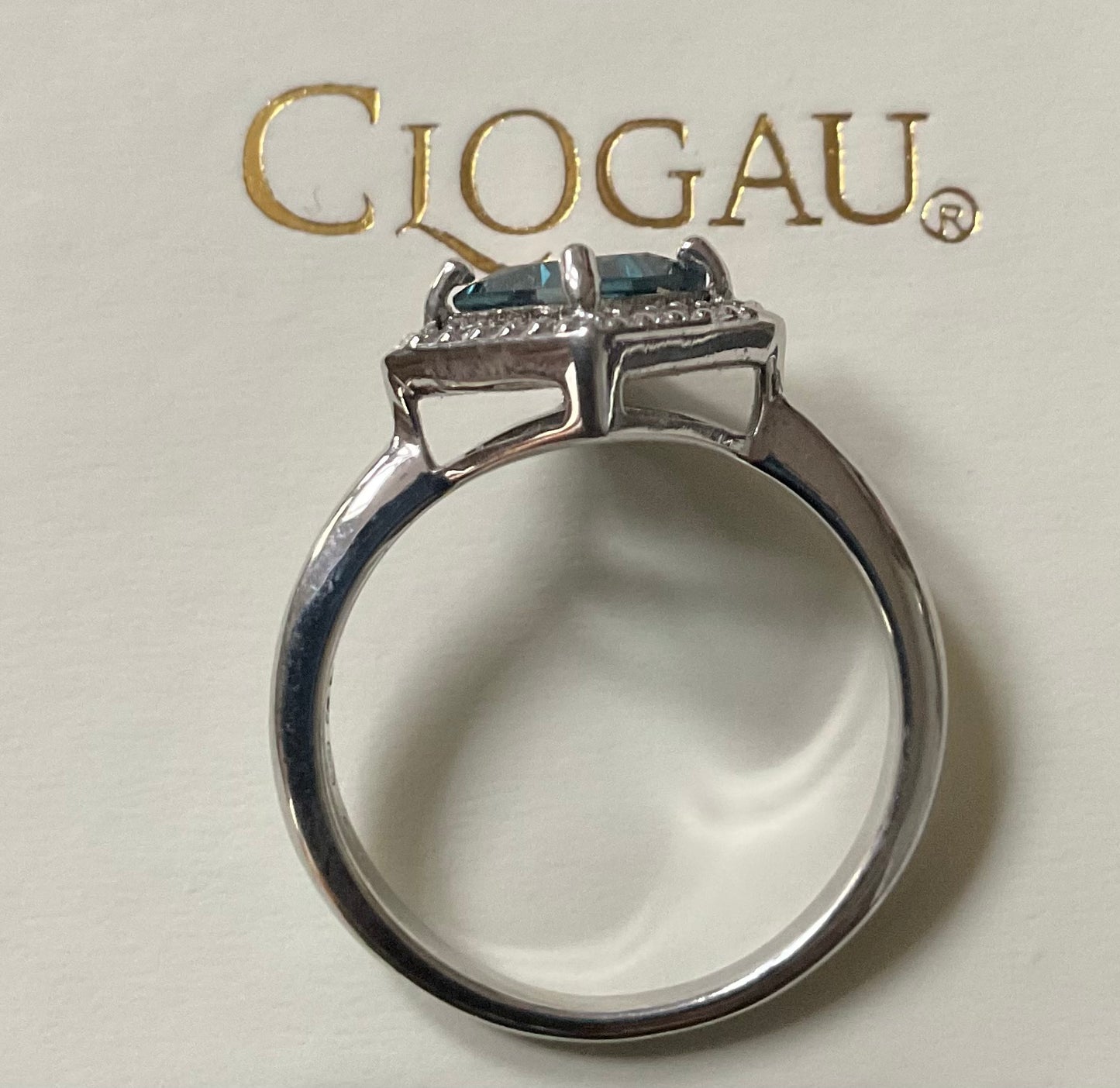 Clogau Kensington Love Story London Blue topaz ring size P in silver and rose gold