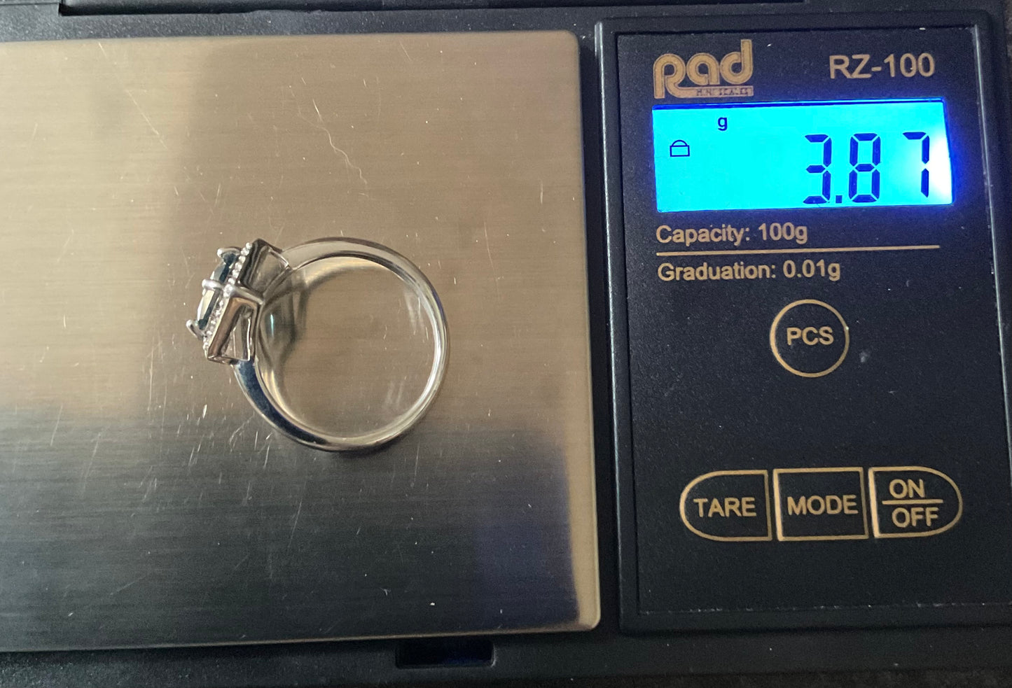 Clogau Kensington Love Story London Blue topaz ring size P in silver and rose gold