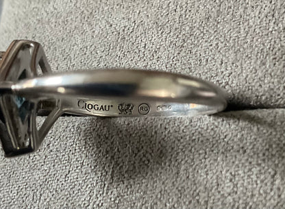 Clogau Kensington Love Story London Blue topaz ring size P in silver and rose gold