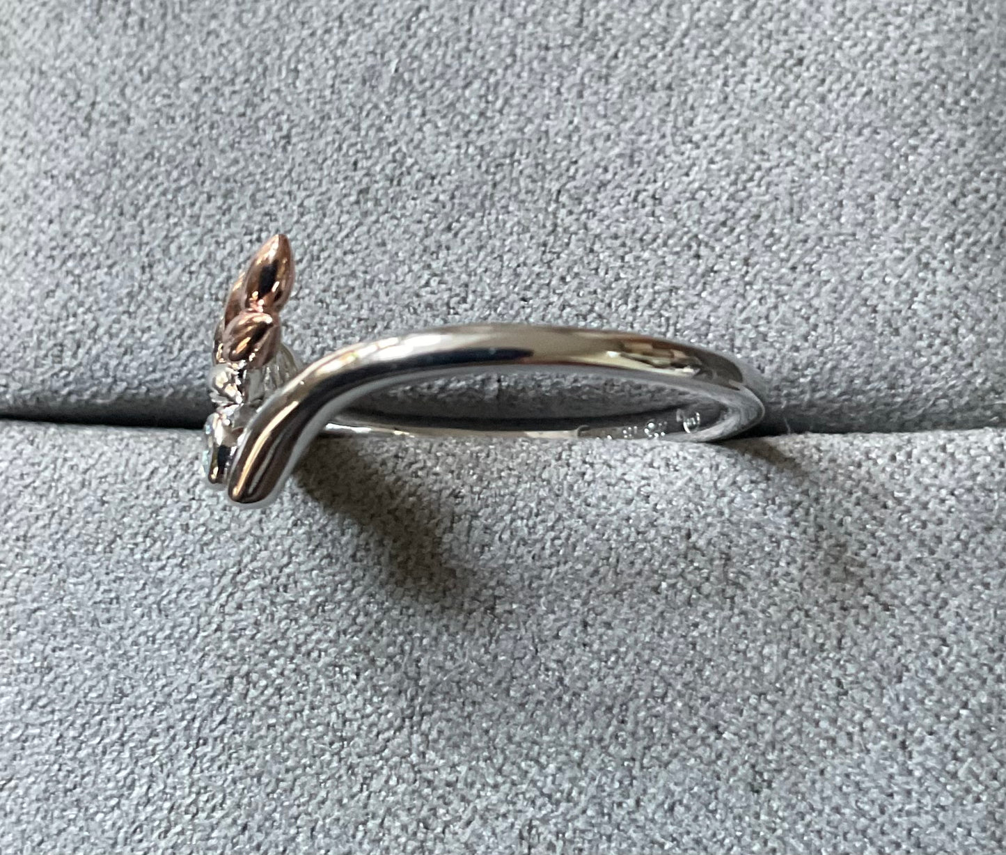 Clogau Lilibet Sky Blue Topaz ring in silver and rose gold sizes M, R and T