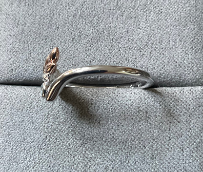 Clogau Lilibet Sky Blue Topaz ring in silver and rose gold sizes M, R and T