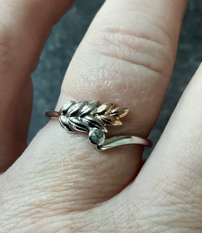 Clogau Lilibet Sky Blue Topaz ring in silver and rose gold sizes M, R and T