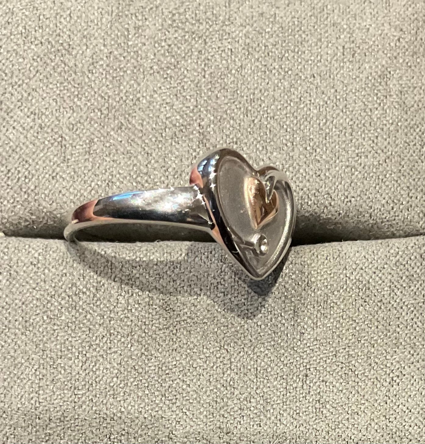 Clogau White Topaz Heart ring in silver and rose gold size O and Q