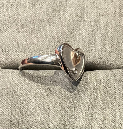 Clogau White Topaz Heart ring in silver and rose gold size O and Q