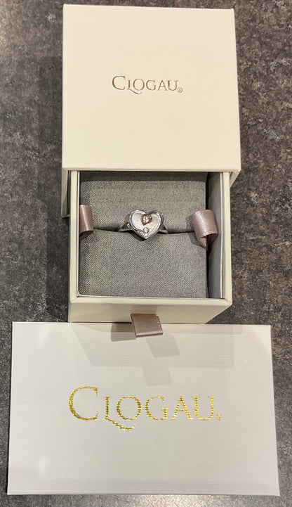 Clogau White Topaz Heart ring in silver and rose gold size O and Q