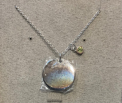 Clogau Celebration Disc Birthstone necklace 18-22" silver and rose gold December May August September November