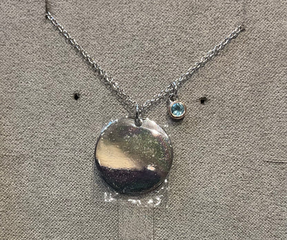 Clogau Celebration Disc Birthstone necklace 18-22" silver and rose gold December May August September November