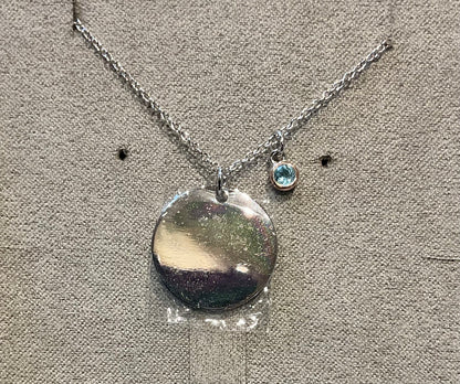 Clogau Celebration Disc Birthstone necklace 18-22" silver and rose gold December May August September November