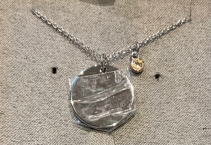 Clogau Celebration Disc Birthstone necklace 18-22" silver and rose gold December May August September November