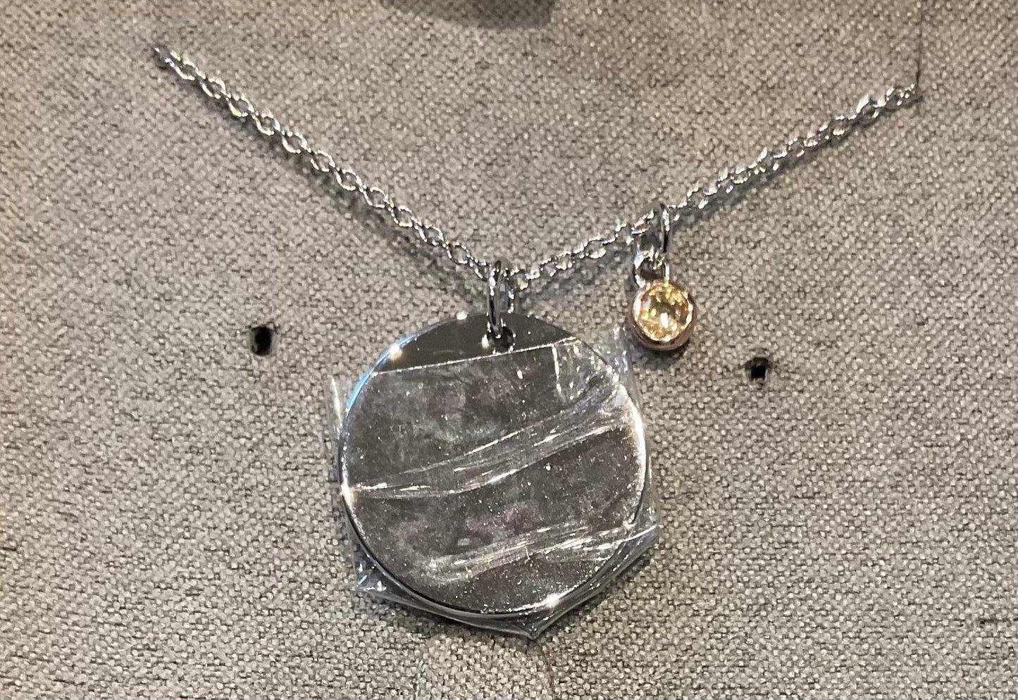 Clogau Celebration Disc Birthstone necklace 18-22" silver and rose gold December May August September November