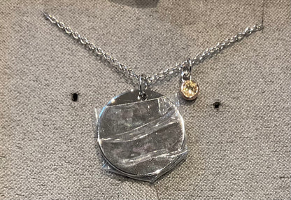 Clogau Celebration Disc Birthstone necklace 18-22" silver and rose gold December May August September November