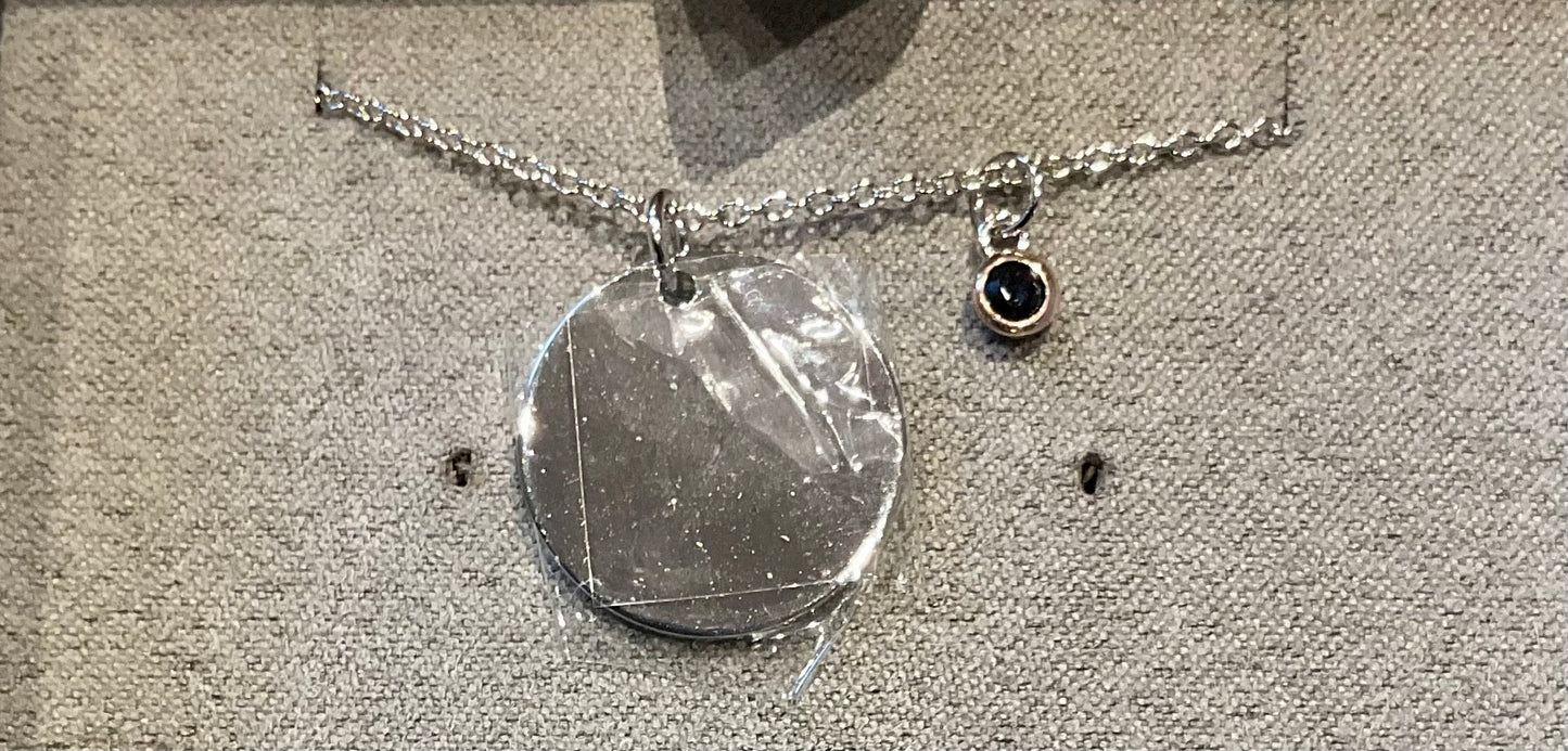 Clogau Celebration Disc Birthstone necklace 18-22" silver and rose gold December May August September November