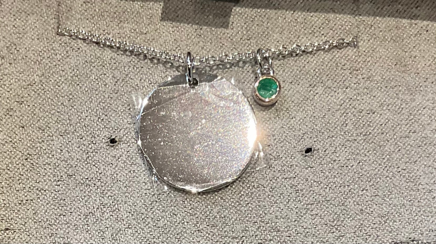 Clogau Celebration Disc Birthstone necklace 18-22" silver and rose gold December May August September November