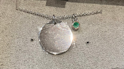 Clogau Celebration Disc Birthstone necklace 18-22" silver and rose gold December May August September November