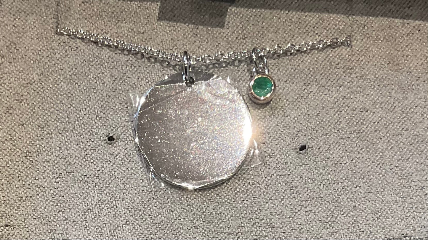 Clogau Celebration Disc Birthstone necklace 18-22" silver and rose gold December May August September November