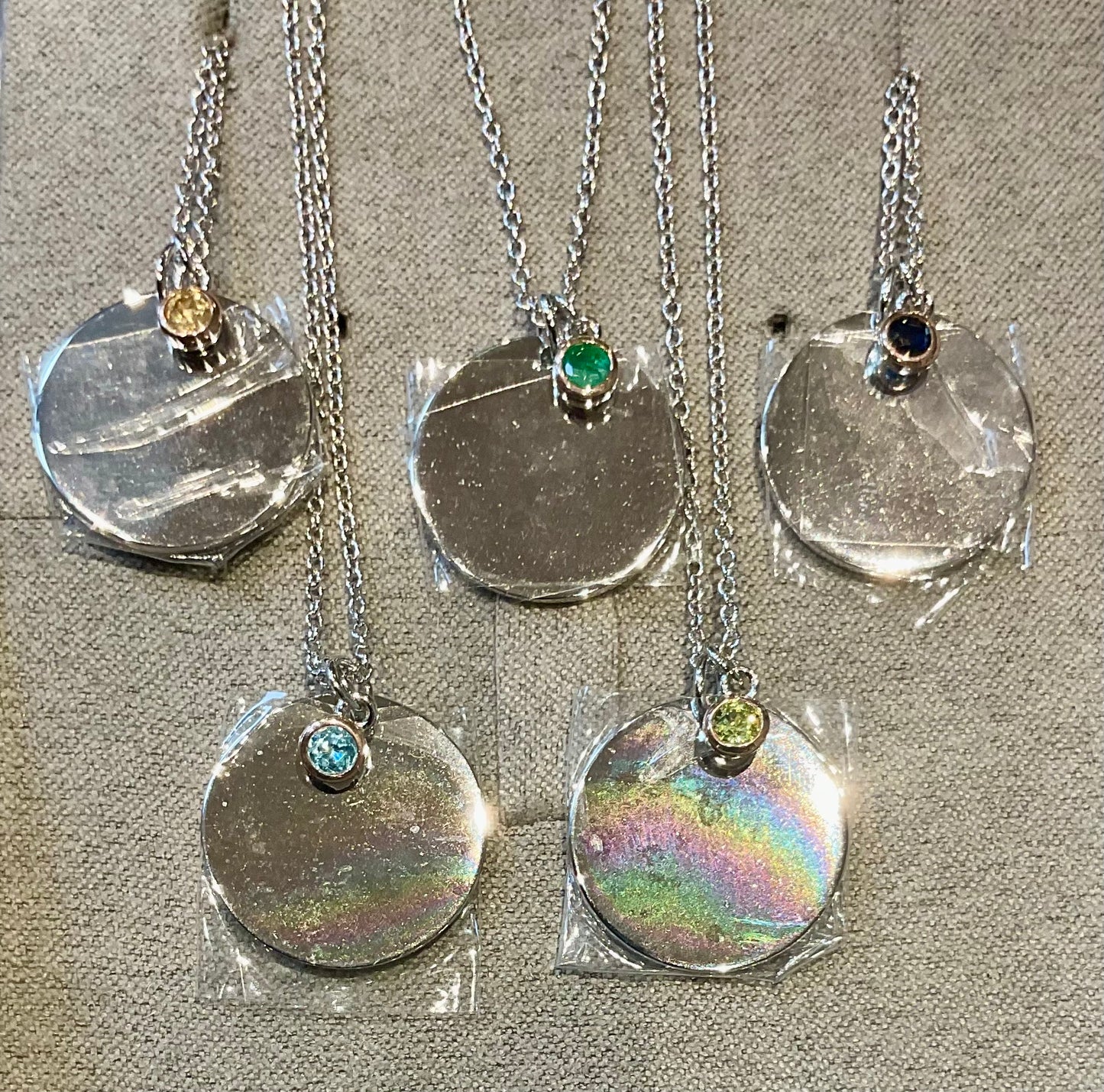 Clogau Celebration Disc Birthstone necklace 18-22" silver and rose gold December May August September November